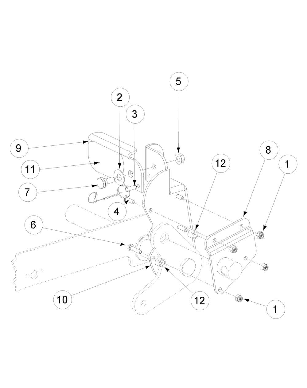 Foot Pedal Deck Lift Assembly Diagram and Parts List for M72-CT 53AB5JEZ750-28-HP-3Cylinder-OHV Cub Cadet Lawn Tractor